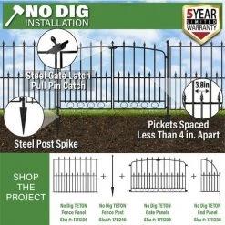 Yardworks 30 X 36 Teton Steel Fence Panel -Outdoor Haven 1711236 P ALT1