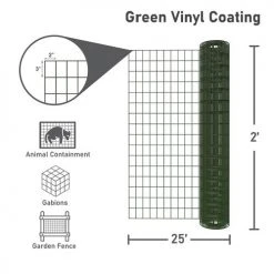 Yardworks 2' X 25' Green Vinyl-Coated Wire Fence 8 Yardworks 2' X 25' Green Vinyl-Coated Wire Fence -Outdoor Haven 17127001