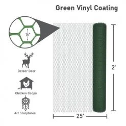 Yardworks 1/2" 2' X 25' Green Plastic Coated Poultry Netting -Outdoor Haven 17130081