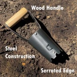 Yardworks® Wood Handle Bulb Planter -Outdoor Haven 2653389 BulbPlanter 01 TopView withFeatures